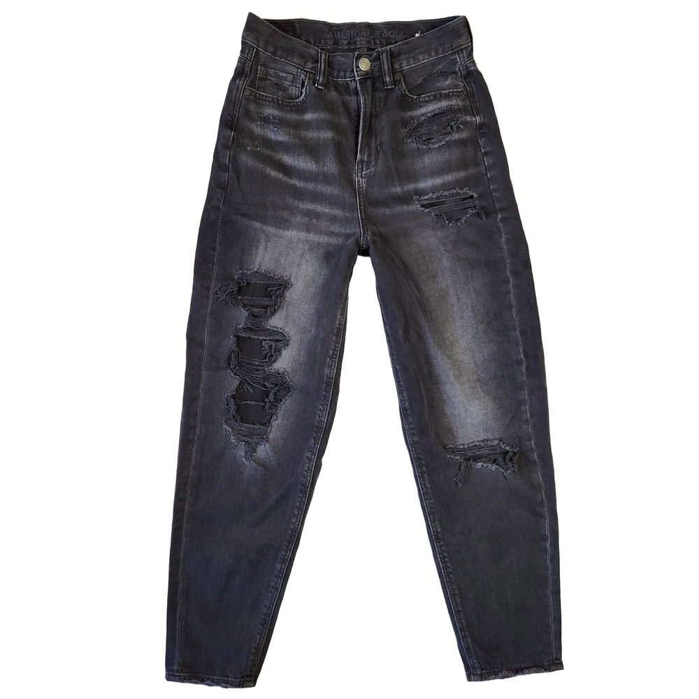American Eagle Mom Jeans Womens‎ 0 Distressed Denim Beachy Boho Summer Everyday